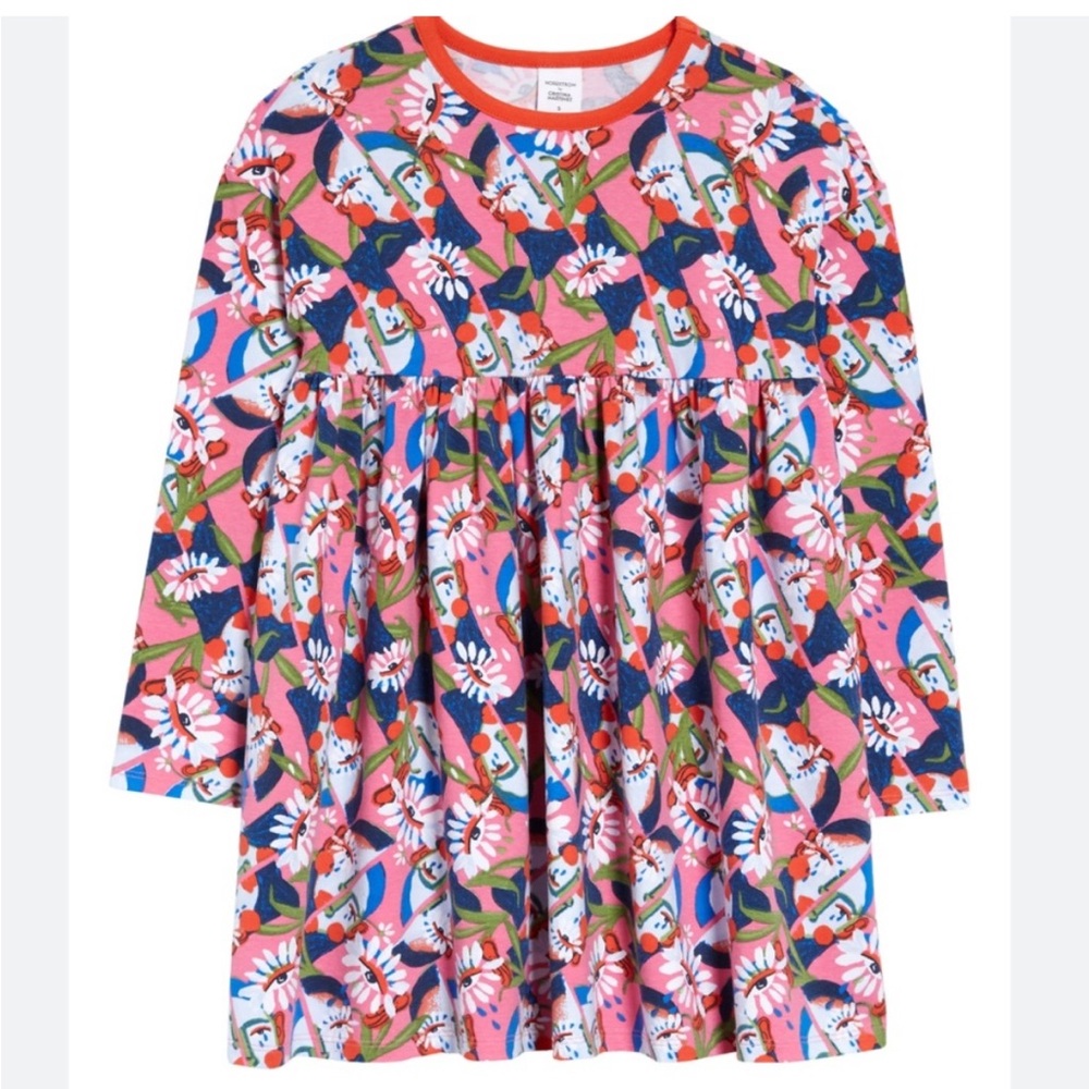 Pink and blue long sleeve floral dress | Nordstrom Cristina Martinez dress